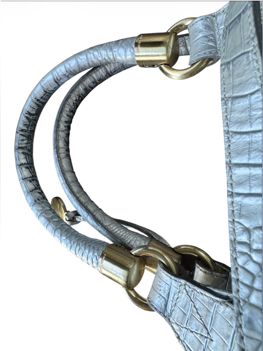 Brahmin Elisa Silver Croc-Embossed Satchel - Picture 8 of 15